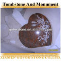 Carved rose headstone, heart shape memorial stone, memorial stone